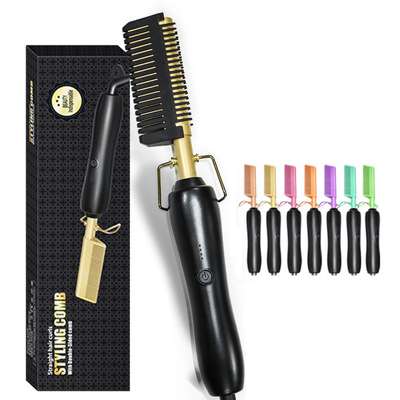 Wholesale Hair Curler And Straightener 2 in 1 Copper Hot Comb Electric Hair Strecher Straightening Brush